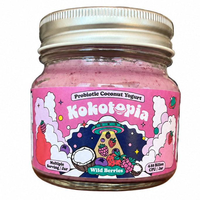 Kokotopia Wild Berries probiotic coconut yogurt jar