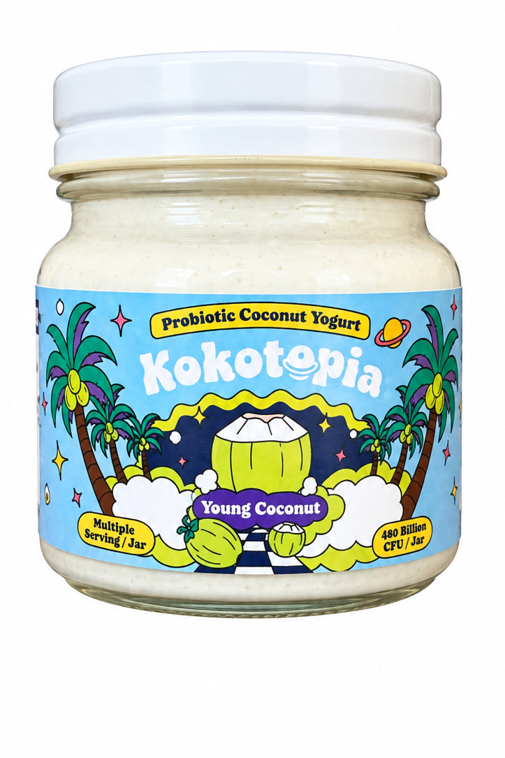 Kokotopia Young Coconut probiotic coconut yogurt jar