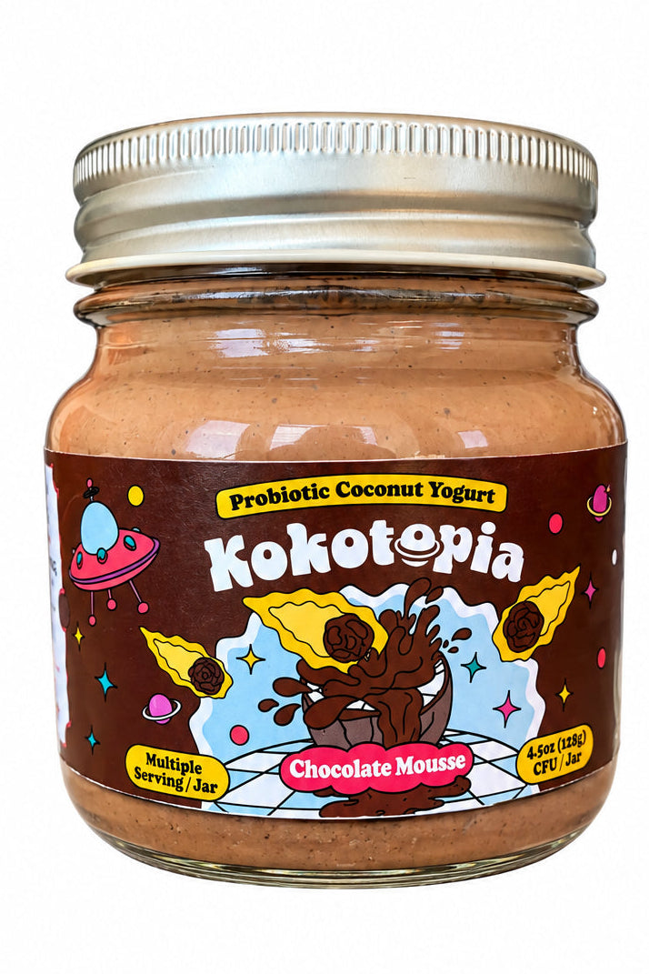 Kokotopia Chocolate Mousse probiotic coconut yogurt jar